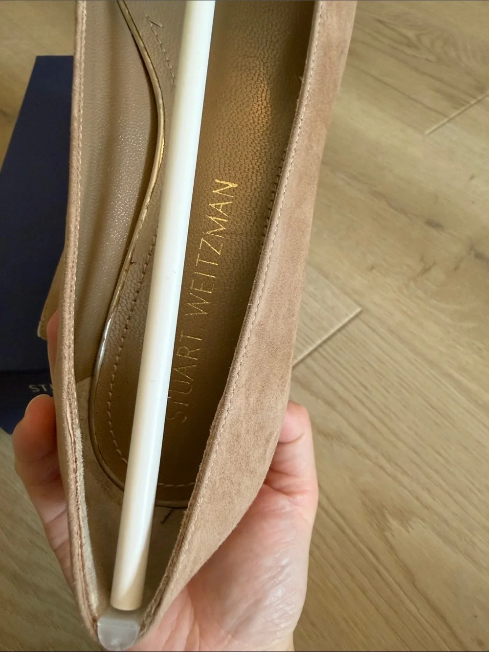Stuart Weitzman Marymid Blush Suede Round-Toe Pumps